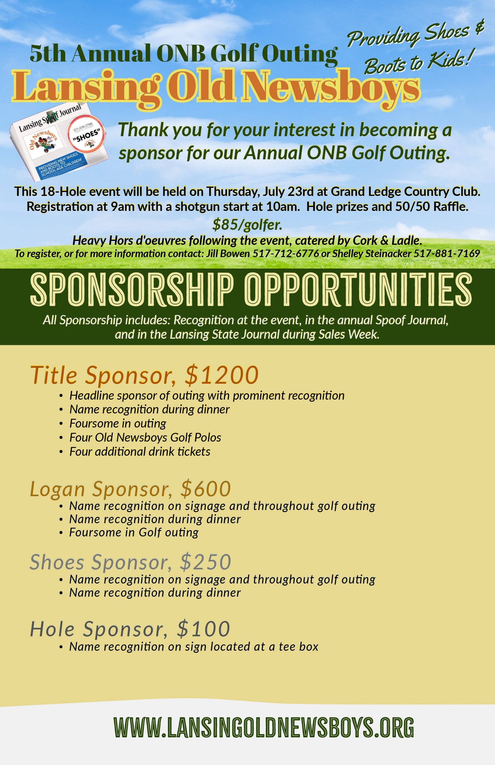 2026 ONB Golf Sponsorship Flyer